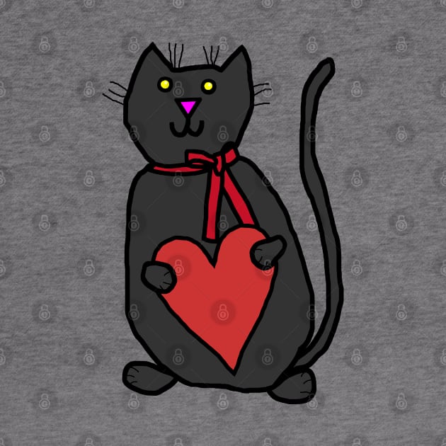 Cute Cat Holding Your Love Heart on Valentines Day by ellenhenryart